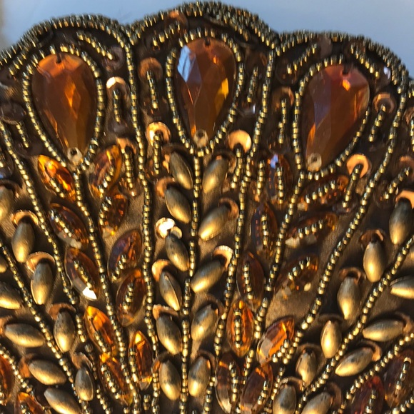 NWT Copper Brown Satin Beaded Bag & Beaded strap - Picture 4 of 8